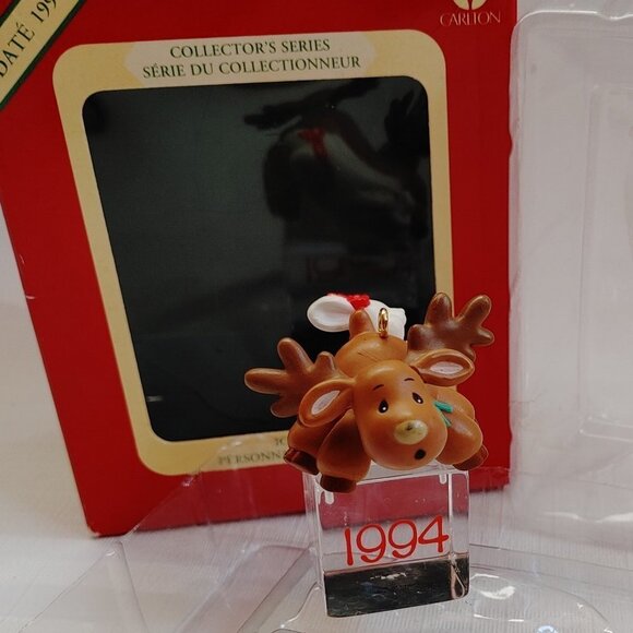CUTE Carlton Cards RETRO Reindeer Rabbit Ice Pals Ornament 1994 - Picture 1 of 8